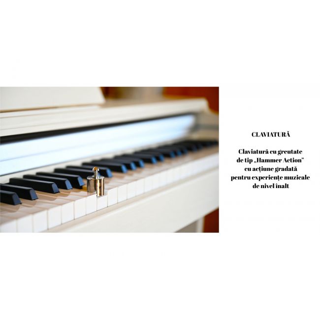 KYRIOS BK - Pian digital, 88 de clape, claviatura Hammer Action, port USB, 3 pedale, 4 tipuri de Reverb