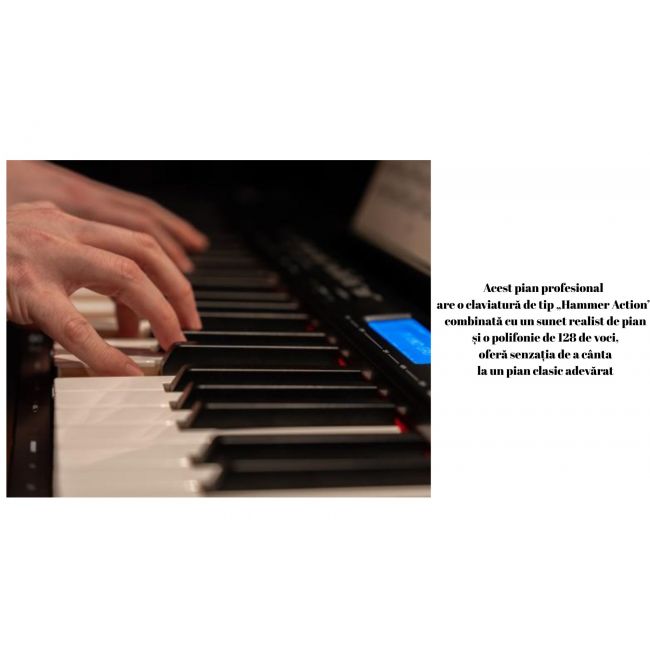 Soundsation AUDES - Set pian digital cu bancheta, stativ lemn, casti, 3 pedale