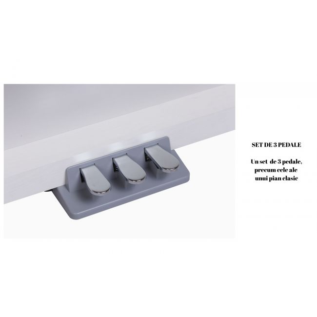 KYRIOS WH - Pian digital, 88 de clape, claviatura Hammer Action, port USB, 3 pedale, 4 tipuri de Reverb