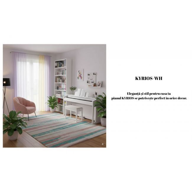 KYRIOS WH - Set pian digital cu bancheta, stativ lemn, casti, 3 pedale