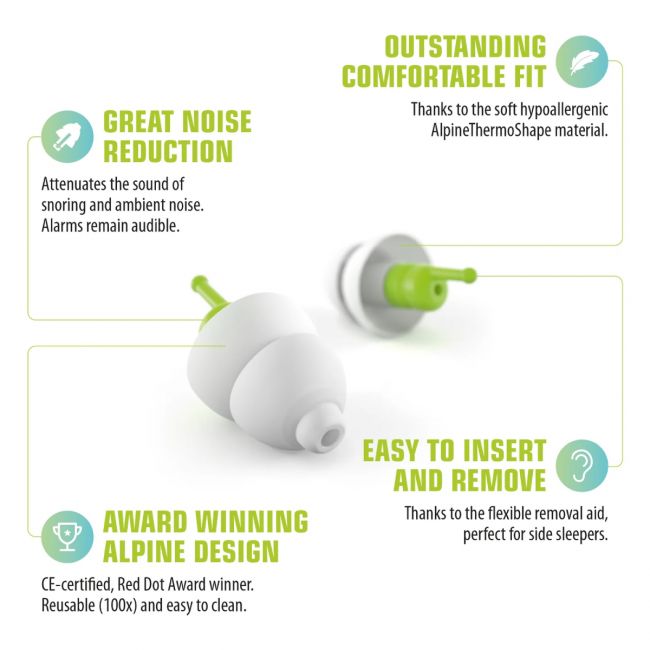 Kit Alpine SleepSoft Mini Grip - Dopuri antifonice pentru somn si solutie de curatare