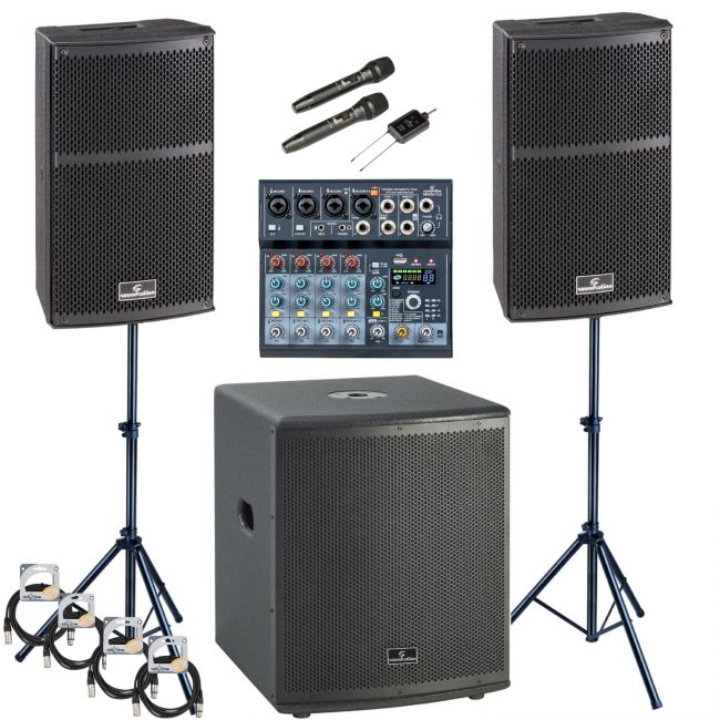 Soundsation Hyper PRO 1210EX - Sistem profesional de sonorizare, subwoofer 900W (putere muzicala) si sateliti , 2 x 500W (putere muzicala)