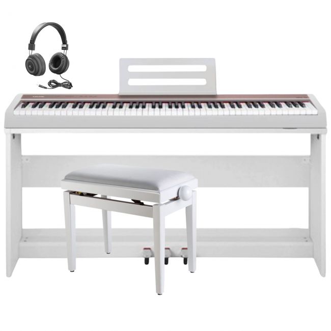 NUX NPK 10 WH - Set pian digital cu bancheta, stativ lemn, casti, 3 pedale