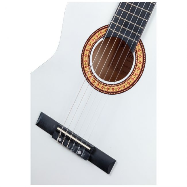 MARISOL 44WH - Chitara clasica 4/4, intreaga (culoare alba), husa, tuner, scaunel de picior