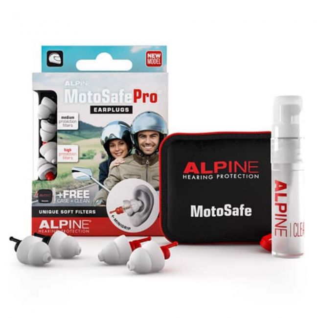Kit Alpine MotoSafe PRO Ear Plugs - Dopuri antifonice pentru motociclisti si solutie de curatare