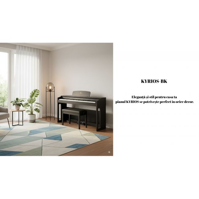 KYRIOS RW - Set pian digital cu bancheta, stativ lemn, casti, 3 pedale