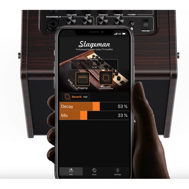 NUX AC-25 - Set amplificator portabil pentru chitara acustica si husa de transport