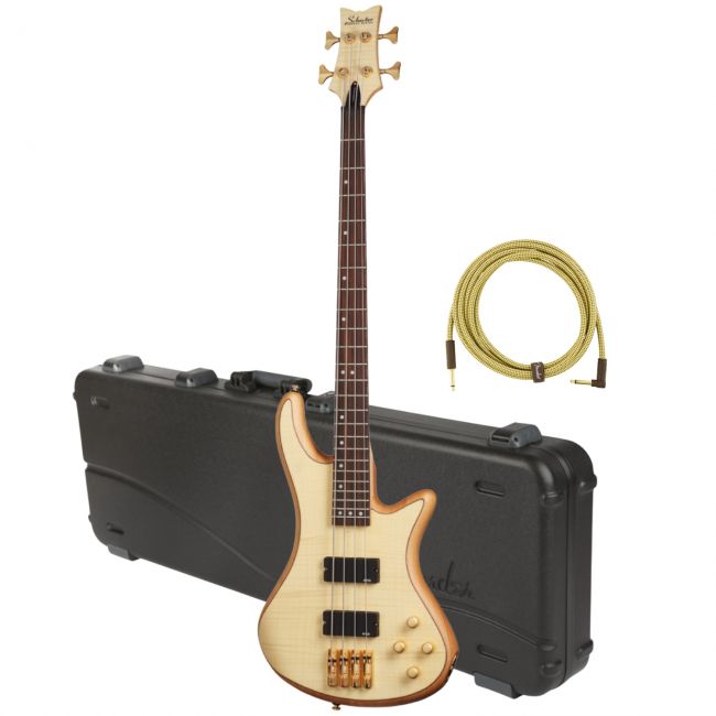 Schecter Stiletto Custom-4 NAT - Set bass electric, case Fender Deluxe si cablu Fender Deluxe (5.5 metri)