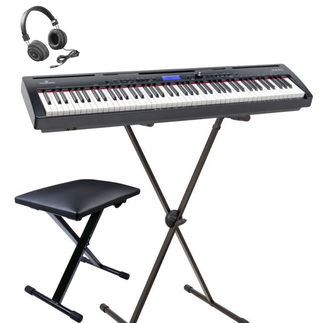 Soundsation AUDES - Set pian digital portabil, stativ, bancheta si casti audio