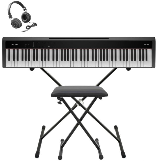 NUX NPK-200 BK - Set pian digital portabil, stativ, bancheta si casti audio