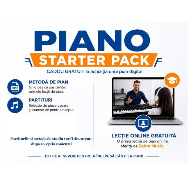 Piano Starter Pack – Metodă de pian și partituri, Lecție ONLINE GRATUITĂ – Zebra Music
